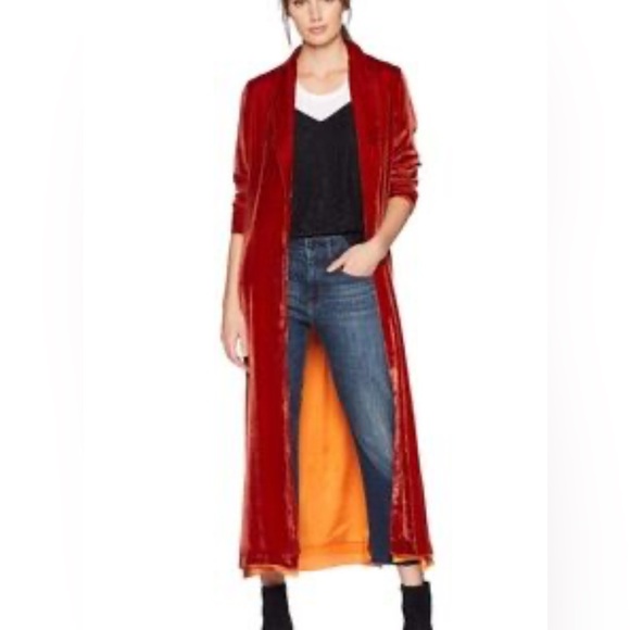 For Love And Lemons Nadine Velvet Coat with Satin Trim - Picture 1 of 10